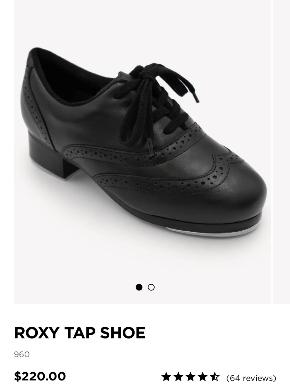 Roxy Black Leather Tap Shoes with Metal Toe and Heel Taps